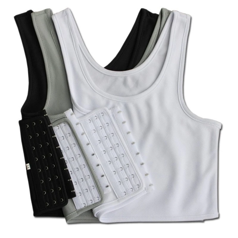 

Breast Binder slim Flatten breast Tank Vest Casual Shaper Tops Breathable Buckle Short Les Tomboy Trans corset Bra Plus Size
