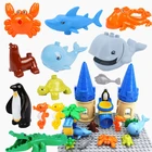Конструктор с крупными частицами, совместим с образовательными игрушками, подводный мир, осьминог, Кит, Акула, животное