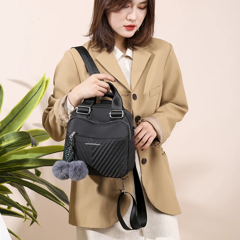 Women Backpack Female Hairball New Shoulder Bag Multi-purpose Casual Fashion Ladies Small Backpack Travel Bag For Girls Backpack