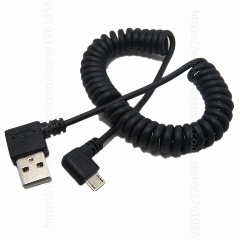 Угловой USB кабель пружинный Спиральный к Micro Удлинительный шнур 90 градусов A