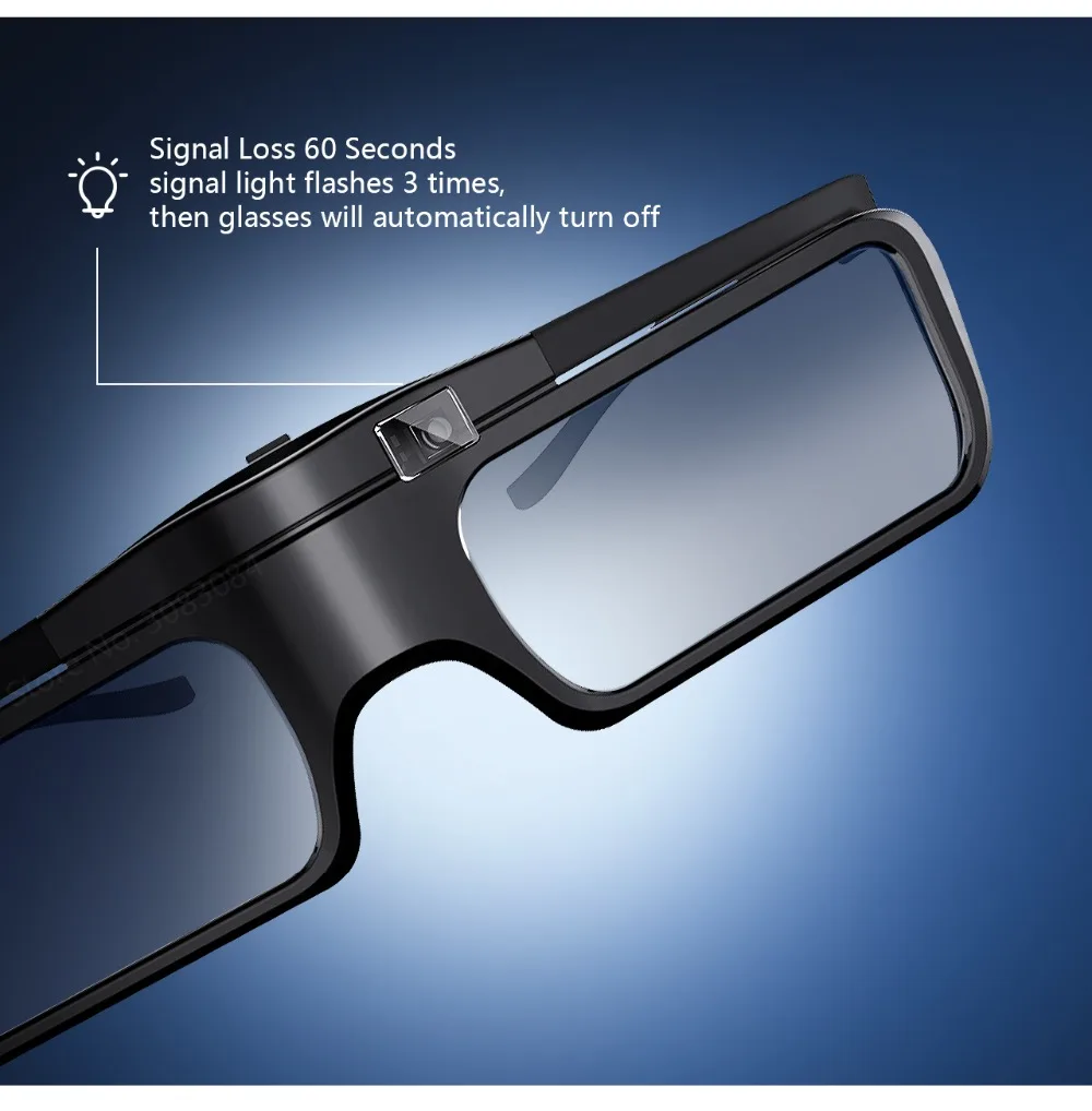 JMGO активный затвор 3D супер светильник очки для JMGO проектора, встроенный литиевый длительный срок службы батареи Поддержка DLP LINK