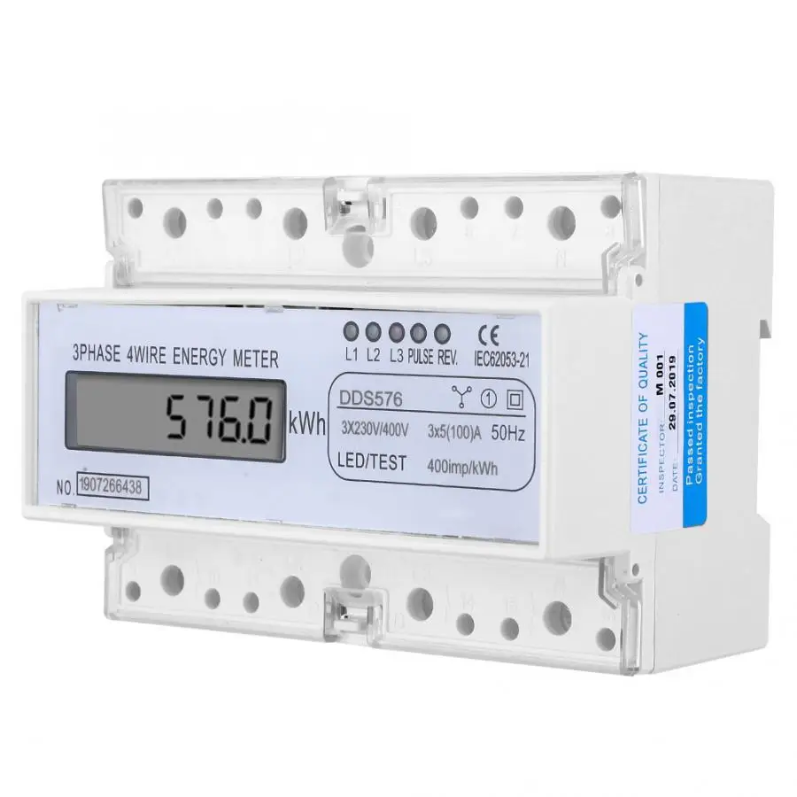 DDS576 ватт счетчик часов ЖК дисплей 3 фазы 4 провода 7P 380V 100A Электрический энергии
