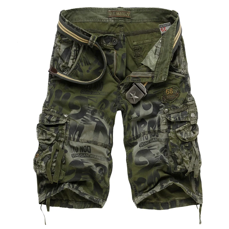 

Drop shipping Men's Camouflage Shorts 2021 Summer Army Cargo Shorts Workout Shorts Loose Casual Trousers Plus size 29-40 No Belt