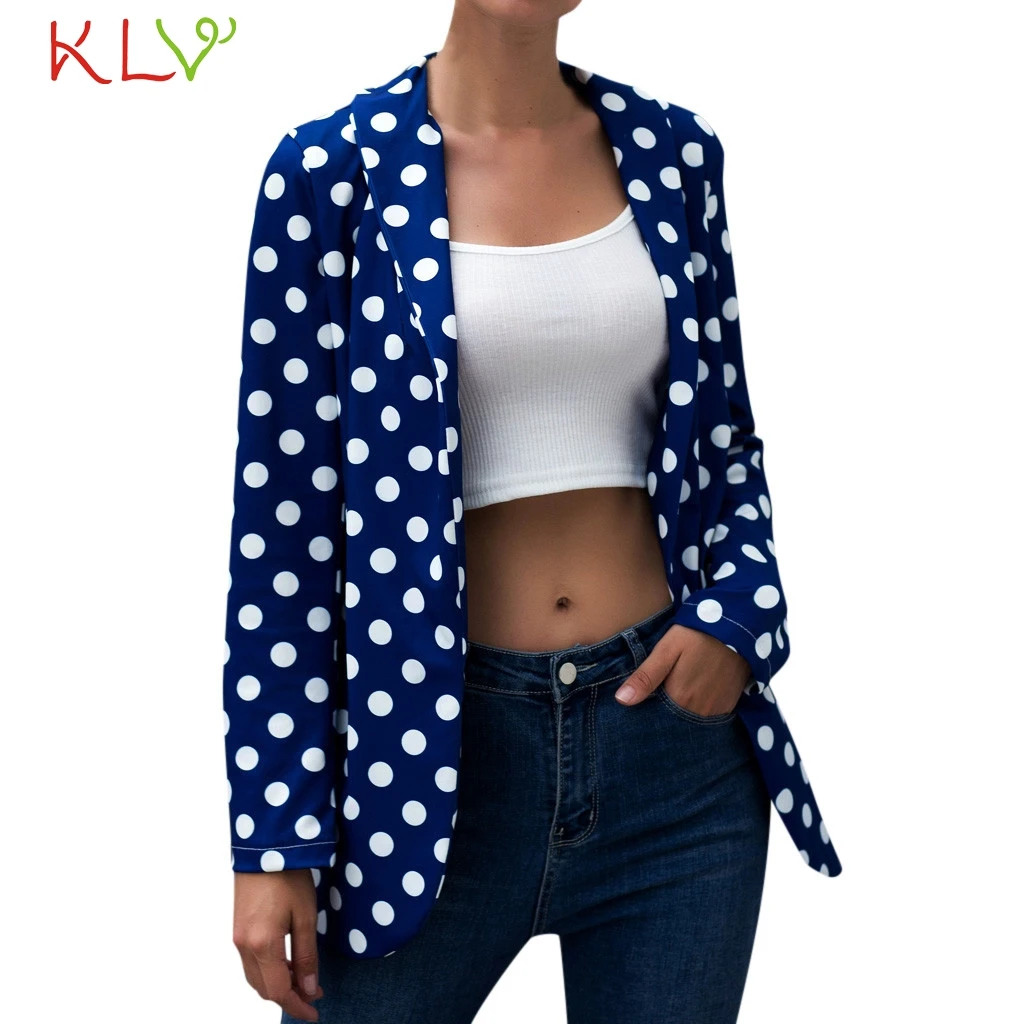 Женская Офисная куртка с отложным воротником и принтом в горошек кардиган