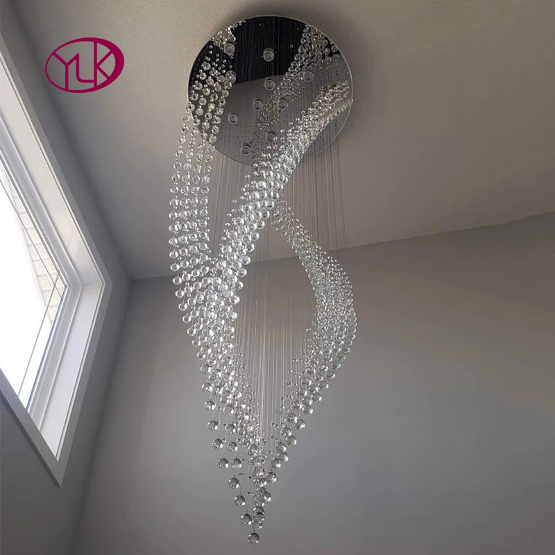 Beste Led Crystal Plafond Kroonluchter Voor Trap Woonkamer Spiraal Ontwerp Cristal Lamp Luxe Lichtpunt Home Decor Indoor Licht