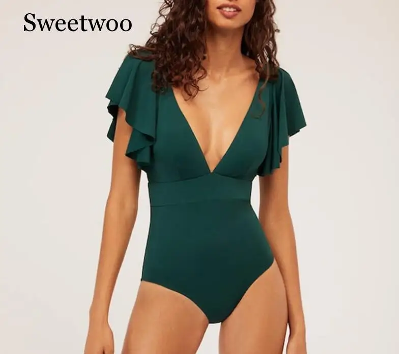 Зеленый сексуальное бикини 2020 Mujer женский купальник для женщин с оборками ванный