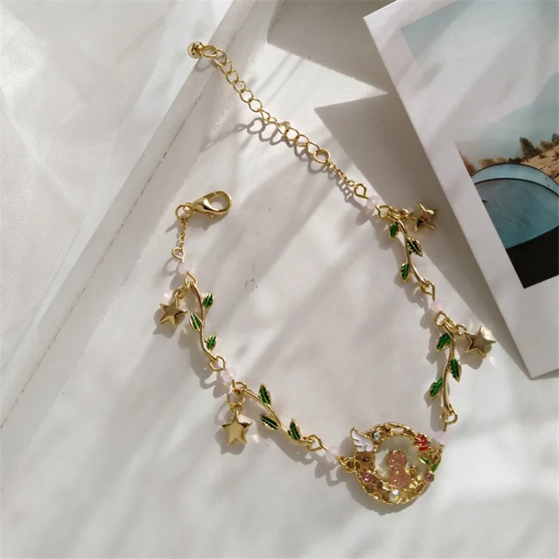 

Girl Fashion Joker Is Green Leaves Cats Bracelets Contracted Sweet Ancient Ways Is Acted The Role Women Jewelry Gift Accessories