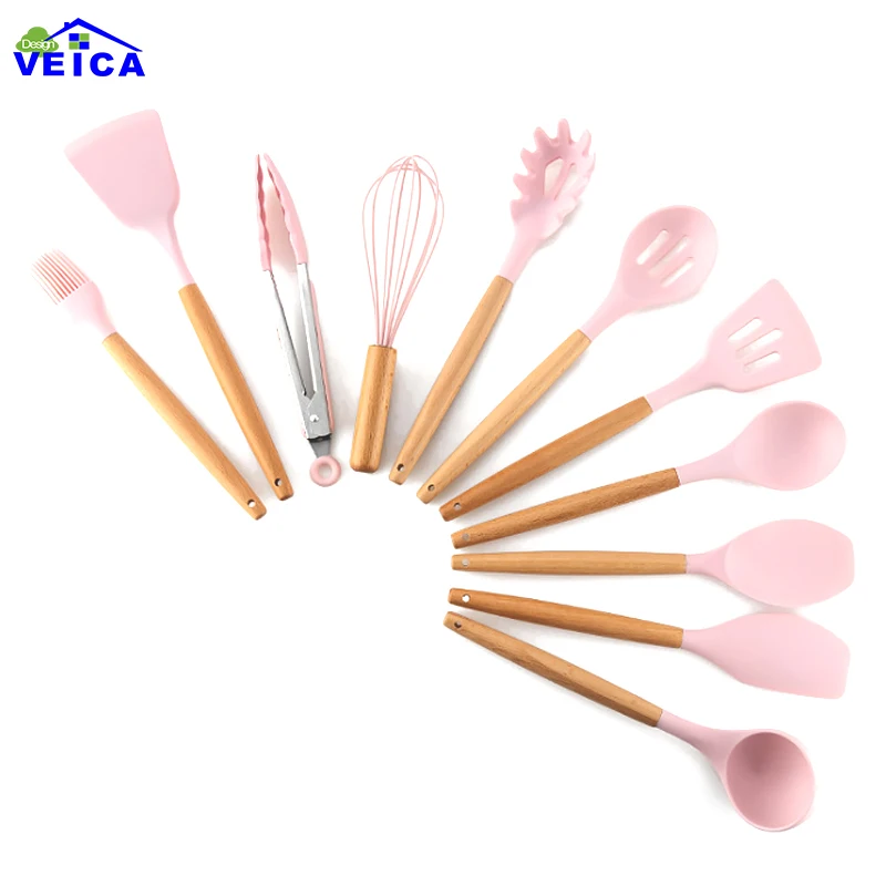 Силиконовые кухонные инструменты 3 цвета наборы для готовки ложка супа лопатка с