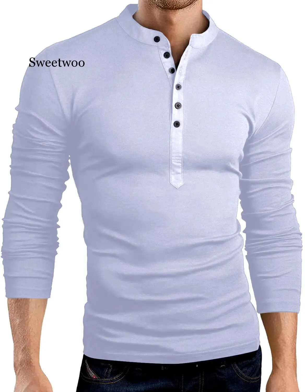 2020 Новая модная мужская приталенная блуза с длинным рукавом Стильная Льняная