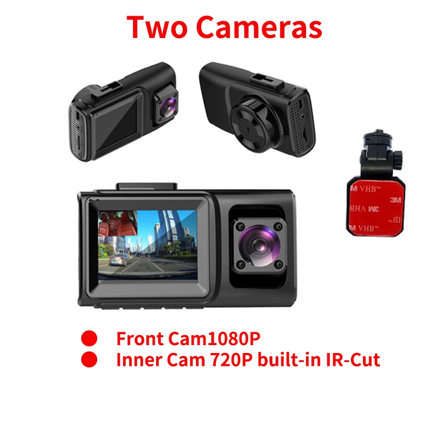 Two Cameras ELEBEST 3 канальный автомобильный видеорегистратор 3 камеры 1080P передний/внутренний/задний три объектива видеорегистратор трёхполосный видеорегистратор запись в режиме реального времени - Название цвета: Two Cameras