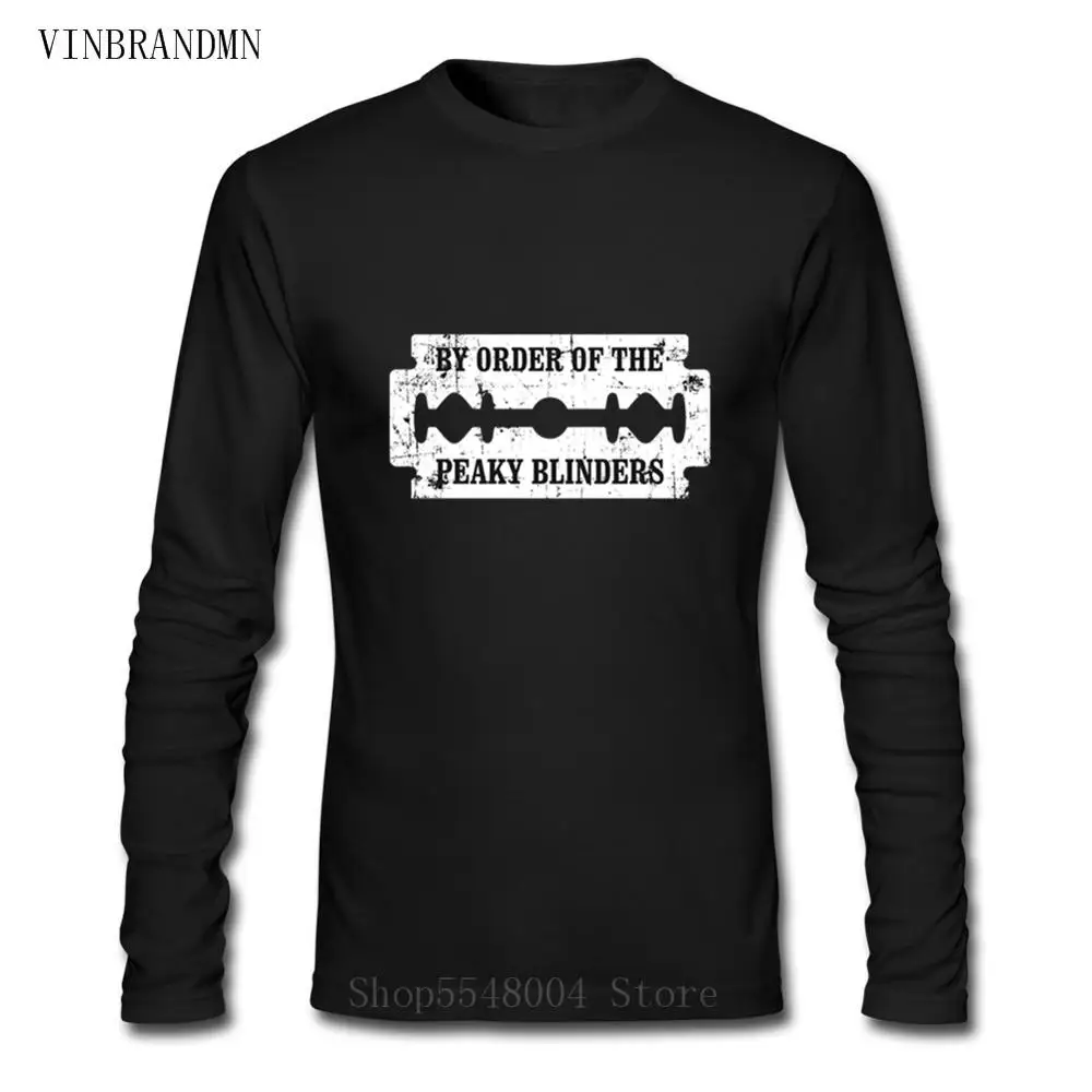 

Мужская хипстерская футболка с длинными рукавами и круглым вырезом, по заказу «The Peaky Blinders» модная футболка для мальчиков с лезвием бритвы ф...