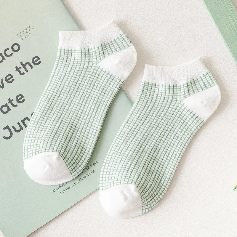 

5 Pairs Women's Socks Cotton Green Forest Series Design High Quality Casual Sport Short Kawaii Girl Cute Gift Crew Ankle Socks
