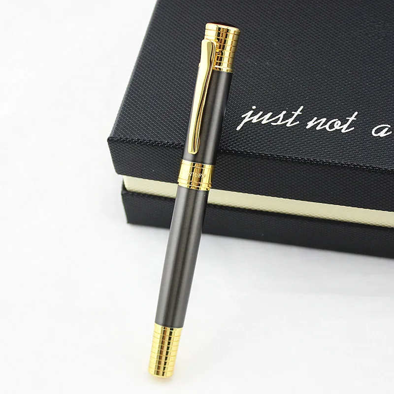 

Brand Luxury Rollerball Pen 0.5mm Gold Stainless Steel Metal Ballpoint Pen Office School Supplies Black Ink