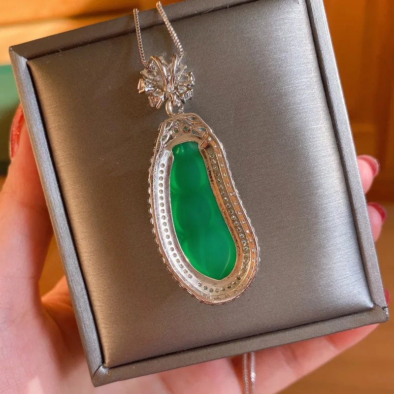 Ожерелье-цепочка QTT с подвеской популярное ювелирное изделие зеленым Изумрудом и