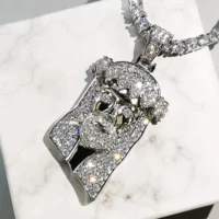 bling jesus corolla pendant hip hop necklace with tennis chain fashion cz stone necklace for man women