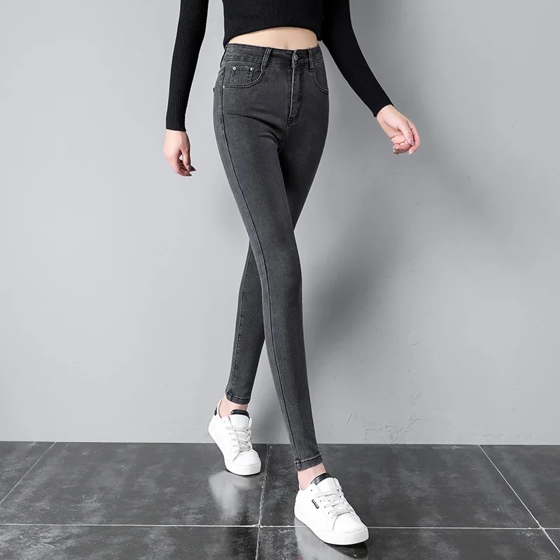

#3072 черные узкие джинсы, женские весенне-осенние тонкие облегающие джинсовые брюки-карандаш с высокой талией, женские пикантные длинные брю...