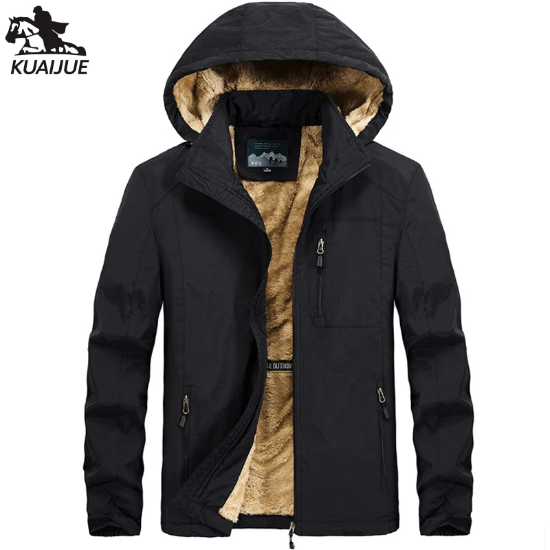 Winter parka men L-5XL 6LXL Jacket Mens Plus velvet Hooded Solid color Windbreaker warm coats men's casual jackets youth coat