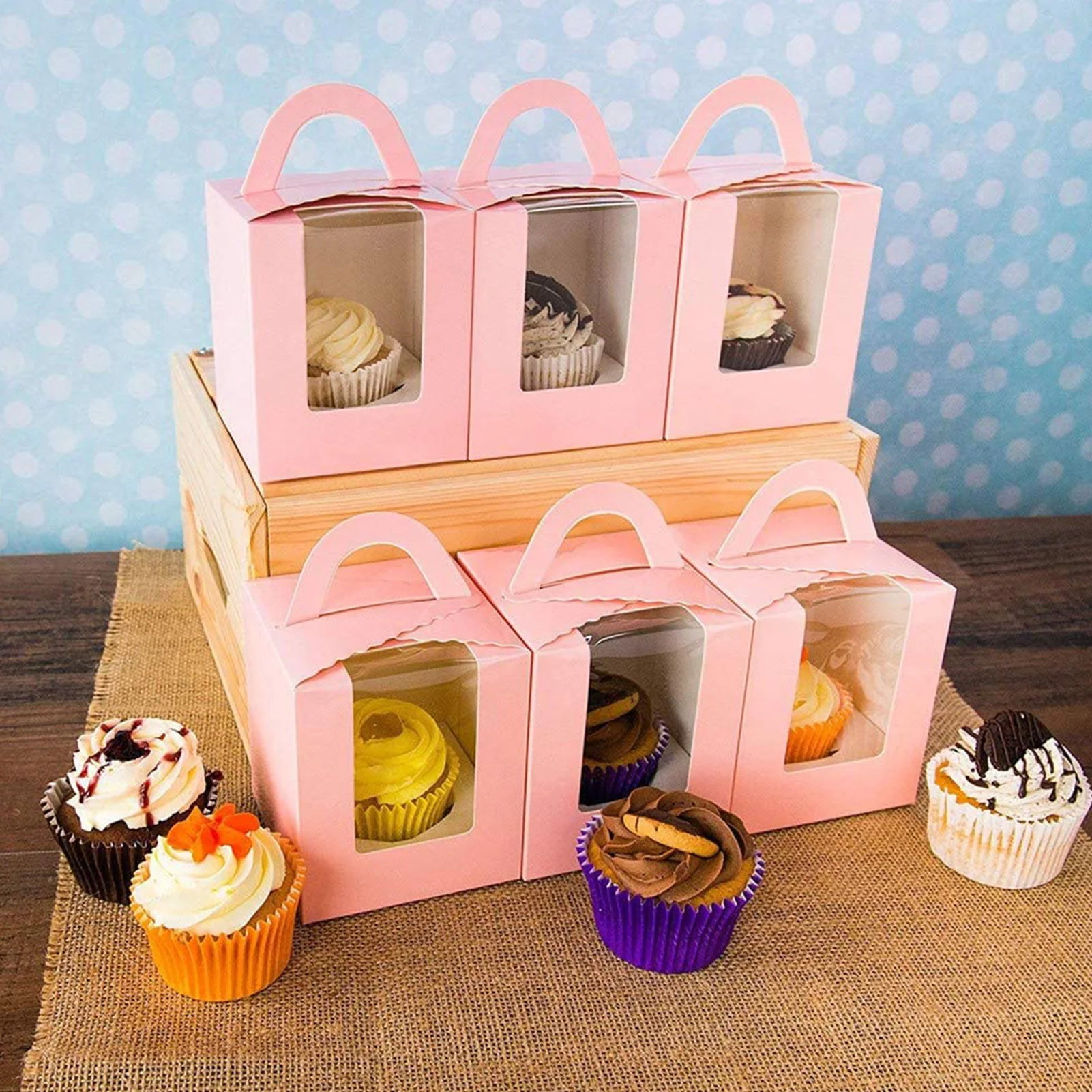 

Single muffin box, portable window cake box, mousse mud pudding bottle packaging cup gift, cake dessert gift box, fast shipping