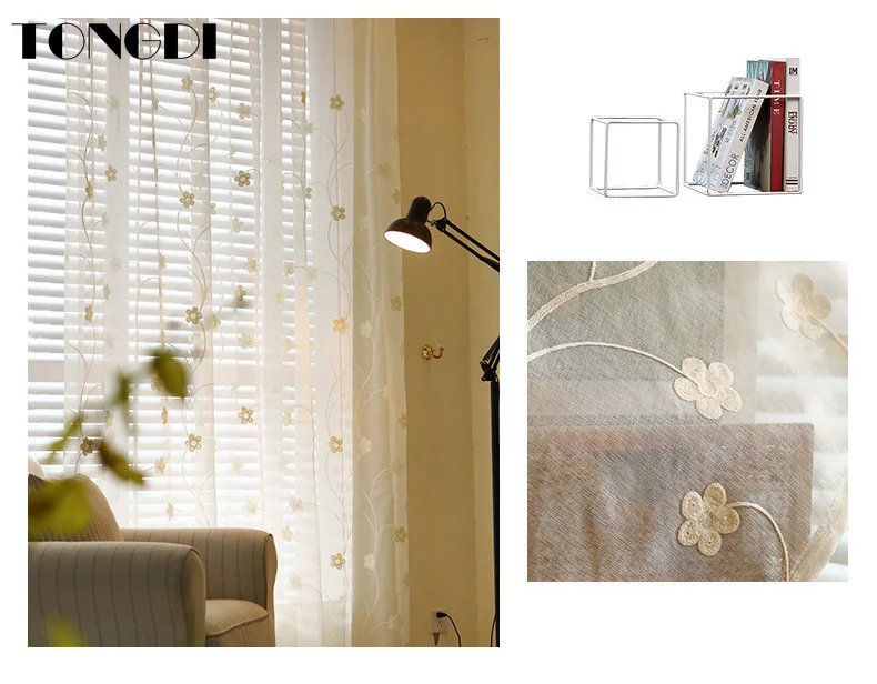 TONGDI/Элегантные Штора для детской комнаты из тюля с цветочным принтом в