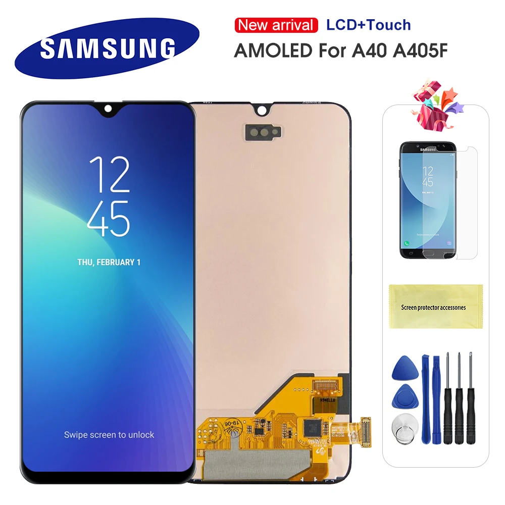 Супер AMOLED ЖК-дисплей для samsung Galaxy A40 A405 A405F A405FN/DS ЖК-дисплей кодирующий преобразователь сенсорного экрана в сборе