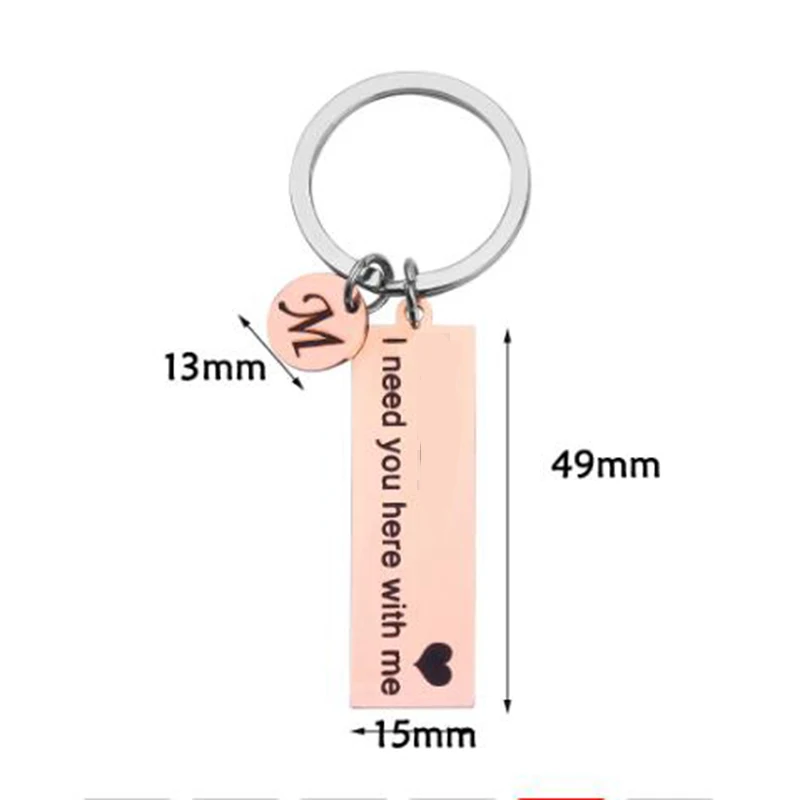 

Stainless Steel A-Z 26 Initials Letter Engrave Dr-Sf I Need you here with me For Men Women Keychain Trinket Car Key Ring Jewelry