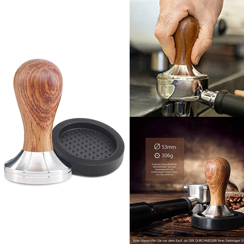 

Espresso Tamper,Coffee Tamper Made Of High Stainless Steel and Real Wood Handle,Barista Tamper Including Tamper Mat