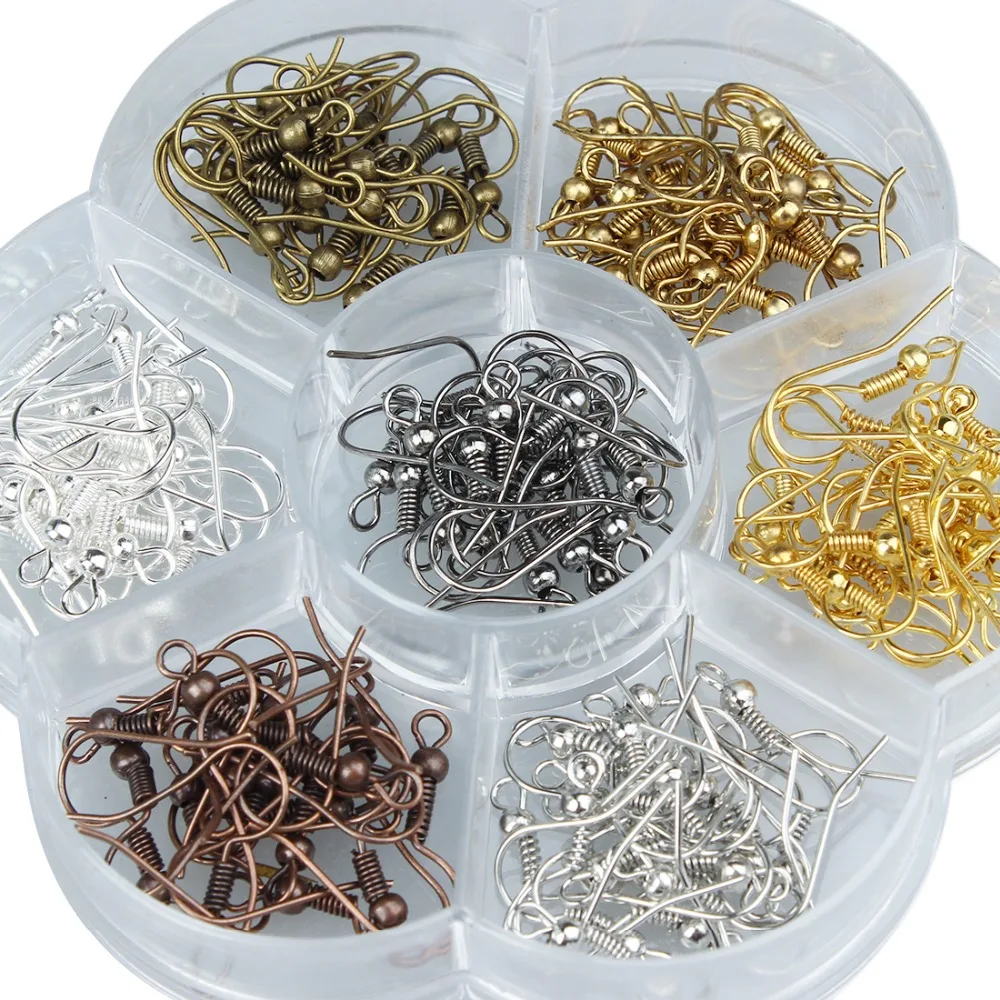 

140Pcs/Box 18mm Earrings Hooks Jewelry Finding Kit Earring Wires Fit Drop Earrings Clasp Earring Pin DIY Fashion Jewelry