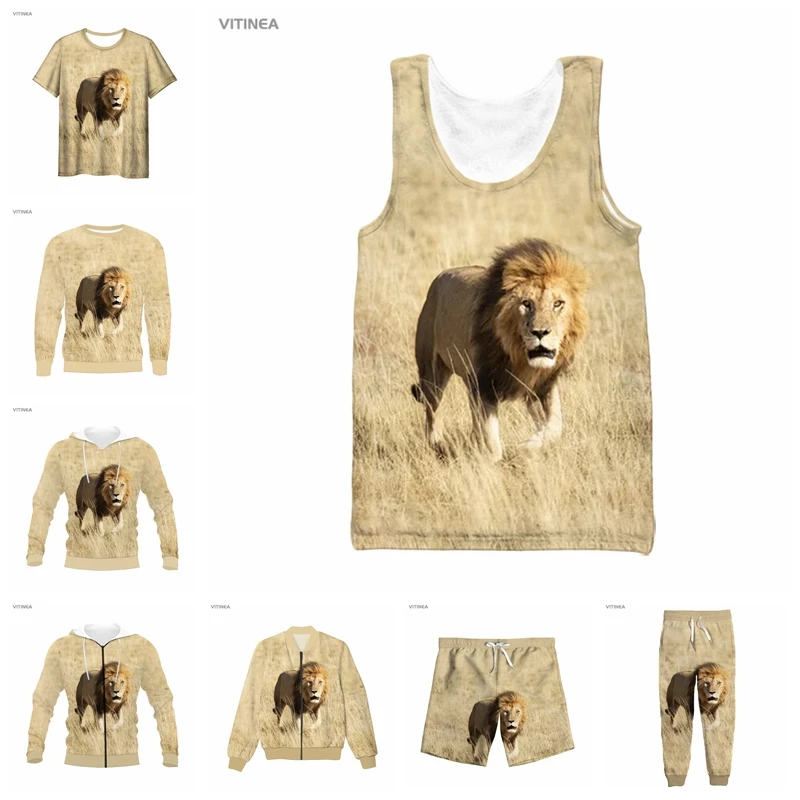 

vitinea New 3D Full Print lion T-shirt/Sweatshirt/Zip Hoodies/Thin Jacket/Pants Four Seasons Casual D05