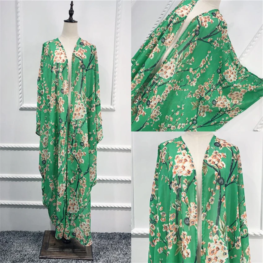 Женский исламский мусульманский кардиган 5 цветов цветочный принт Caftan турецкий