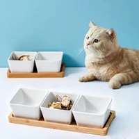 ceramic cat and puppy feeding bowl pet feeder supplies cute cat water container water storage dog accessories household items