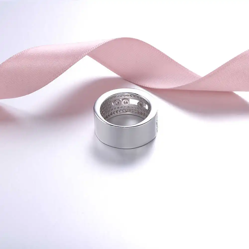 

Luxury 925 Sterlling Silver Wedding Clear CZ Move Stone Rings For Men Fashion Jewelry Making