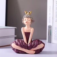 creative figurines modern cute girl sculpture bookcase living room decoration resin figure statue home decoration christmas gift