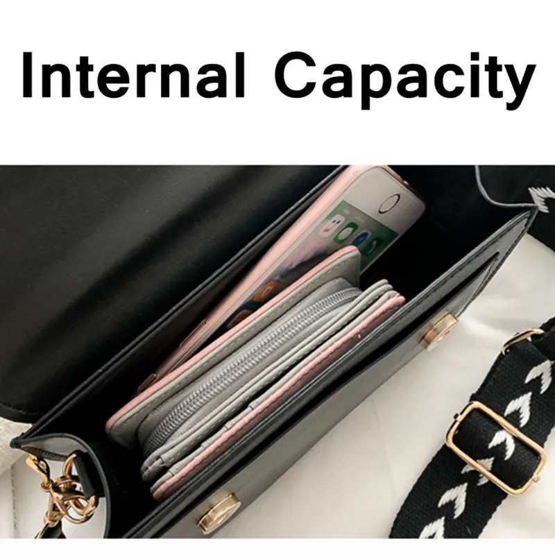 

Bags For Women 2021 PU Leather Wide Shoulder Strap Crossbody Bag New Fashion Korean Style Frosted Small Square Bag Women's Bags