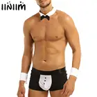 Комплект нижнего белья для мужчин, экзотические мужские трусы-боксеры с галстуком-бабочкой на воротнике