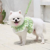 floral printed summer pets rope puppy dog clothes pet cat vest pug apparel costumes dog clothes rope set for small dogs