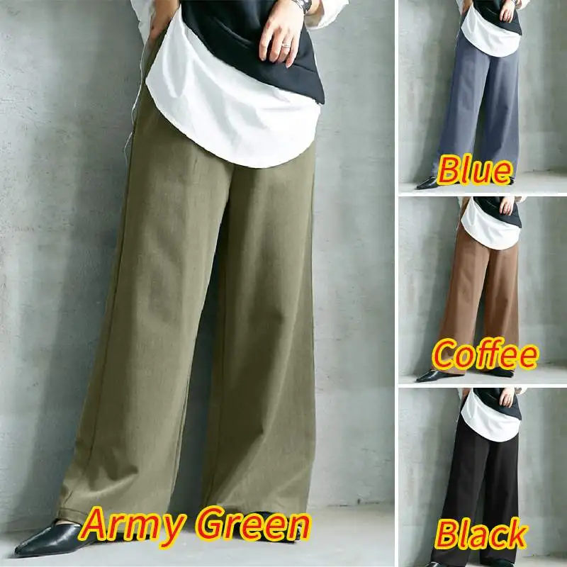 

Stylish ZANZEA Women Wide Leg Pants Spring Long Trousers Elegant Solid Loose Harem Palazzo Streetwear Work Pantalon Plus Size