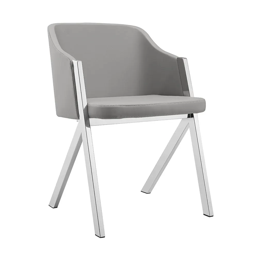 

Modern Dining Chair Stainless Steel PU Leather Upholster Restaurant Chair