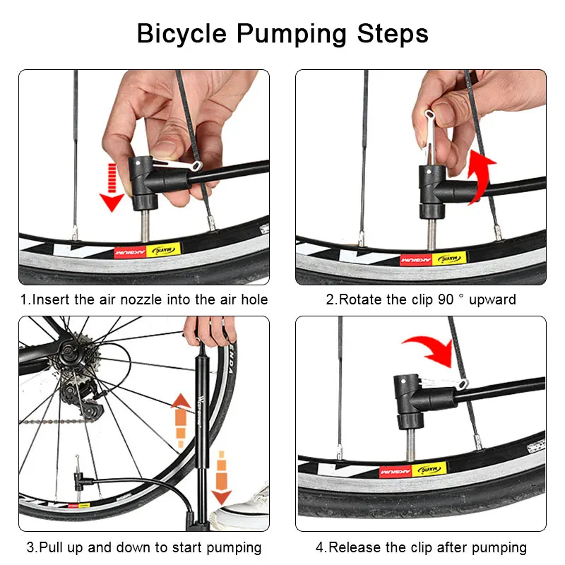 

Portable Mini Bicycle Pump Cycling Hand Pump Bike Tire Air Inflator Schrader Presta Valve 120 PSI High Pressure Bicycle Pump