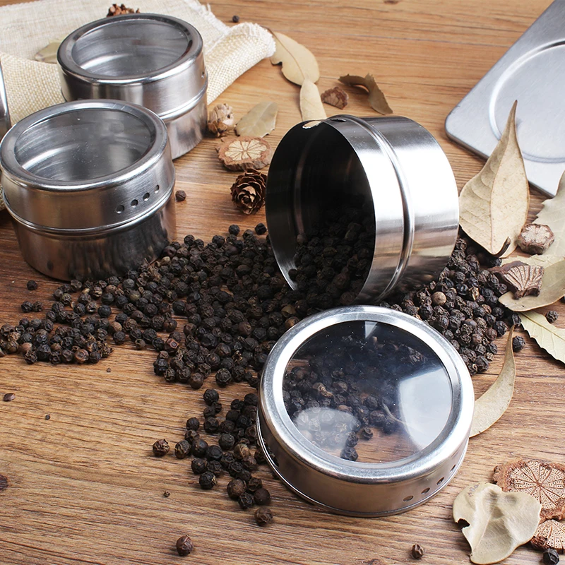 6 шт./компл. Магнитная бутылочка для специй из нержавеющей стали Набор высокого