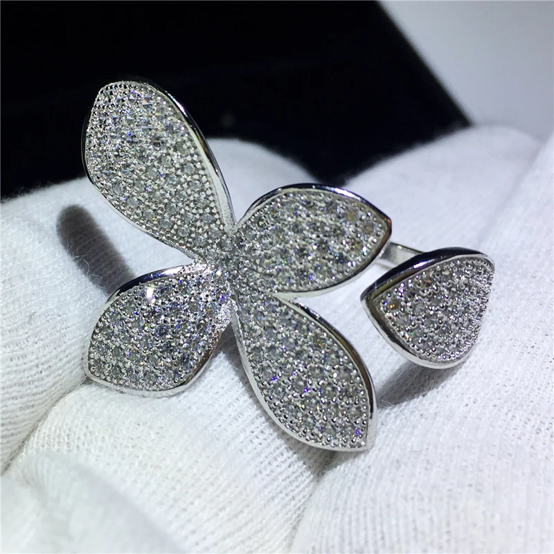 Роскошное кольцо с цветами и листьями Mrico Pave, 166 шт., 5A, циркон, Cz, 925 пробы, серебро, вечерние, обручальные кольца для женщин - Цвет основного камня: 1