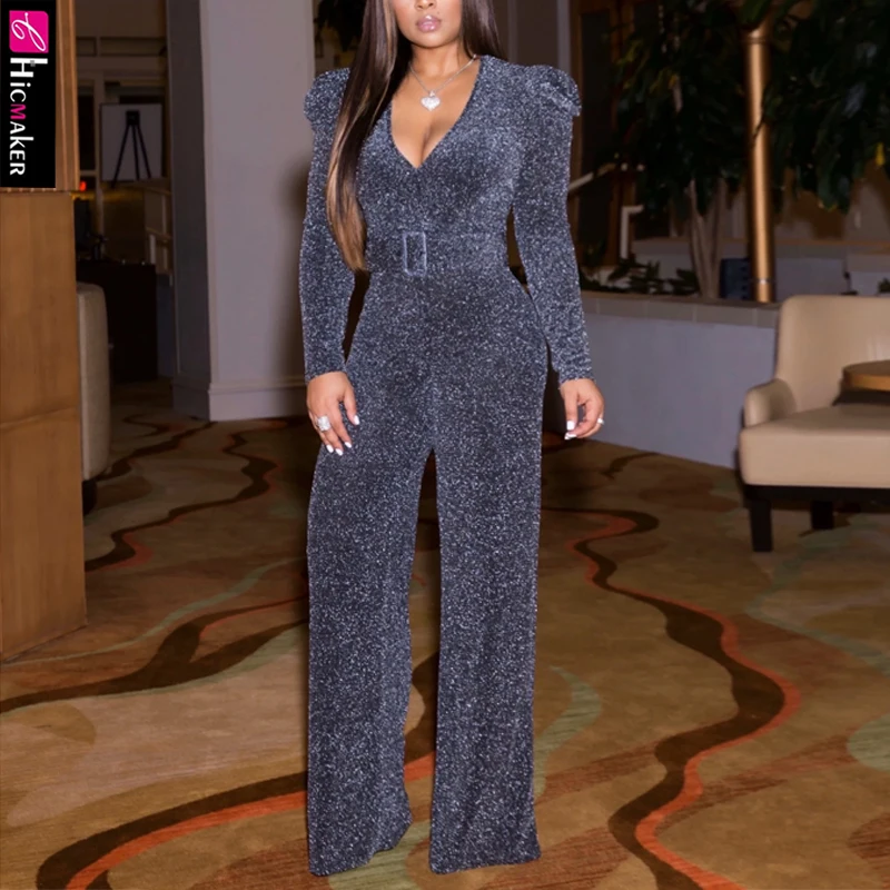 Женский Облегающий комбинезон с длинными рукавами блестящий Блестящий