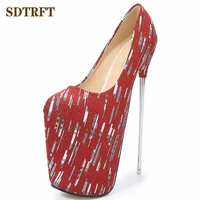 crossdresser springautumn 30 22 19cm metal thin high heels sexy pumps women wedding shoes steel pipe dance red gold stilettos