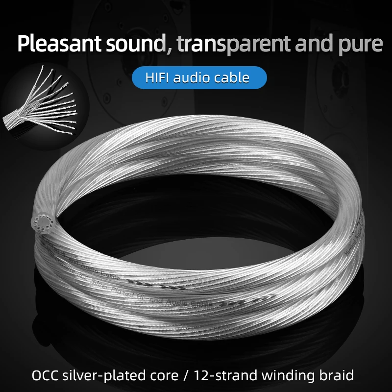 

HIFI OCC silver-plated signal cable loose cable 12 strands balance cable power amplifier speaker cable