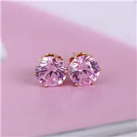 gold pink Новые ювелирные изделия 8 мм имитация циркония серьги гвоздики цвет Эффектные серьги для девочек подарок для женщин - Окраска металла: gold pink