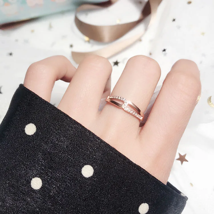 YUN RUO 316 L Titanium Steel Jewelry Pave Mosaic Zircon Cross Ring Weeding Anniversary Rose Gold Fashion Woman Never Fade | Украшения и