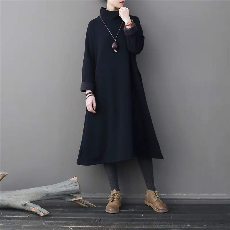 Женский свитер с длинным рукавом Johnature однотонная теплая водолазка из флиса