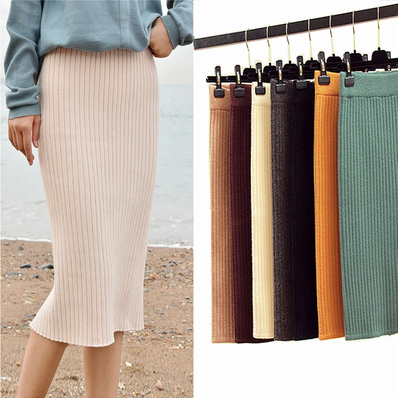 

Юбка-карандаш до колена женская с высокой талией