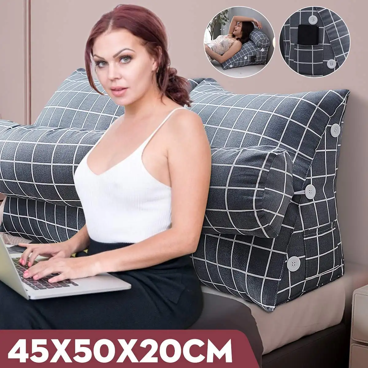 

Стерео кресло для кровати, треугольная Подушка с ремешком на талию, моющаяся подставка для дивана, домашнее постельное белье для спальни, од...