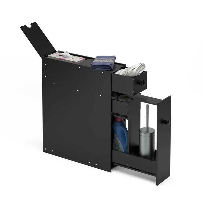 Белый и черный напольный шкаф для ванной комнаты органайзер хранения