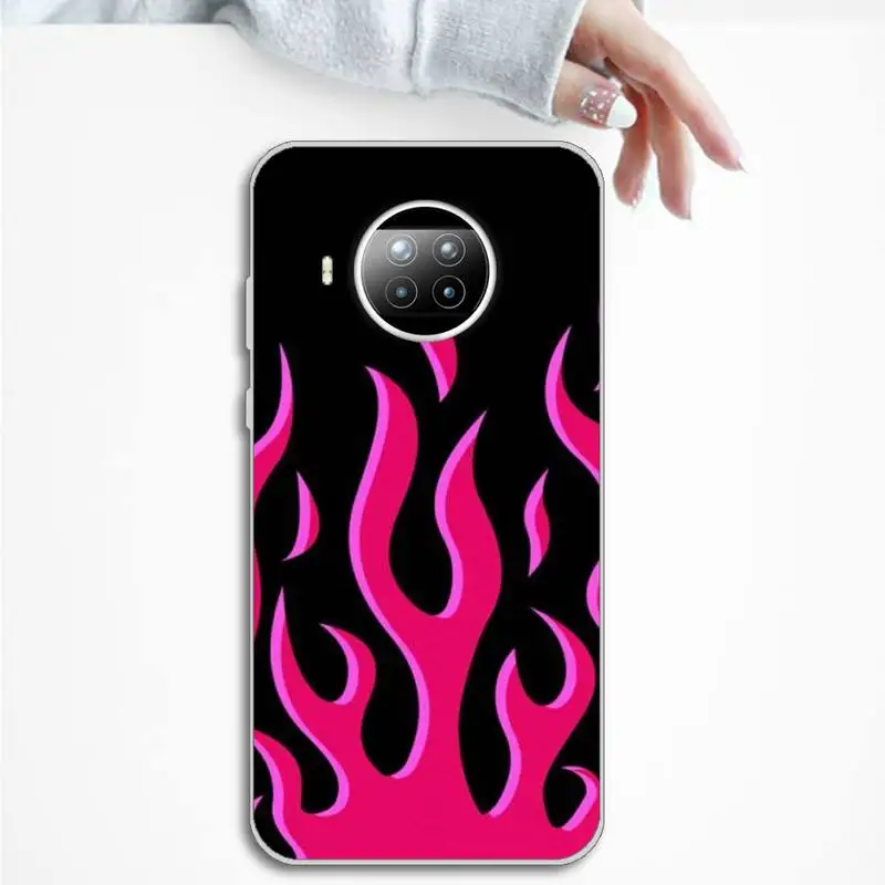 

Phone Case Transparent for Xiaomi mi Redmi note 10 t 8 9 pro lite 11 Samsung S 8 9 10 20 fashion flame Fire